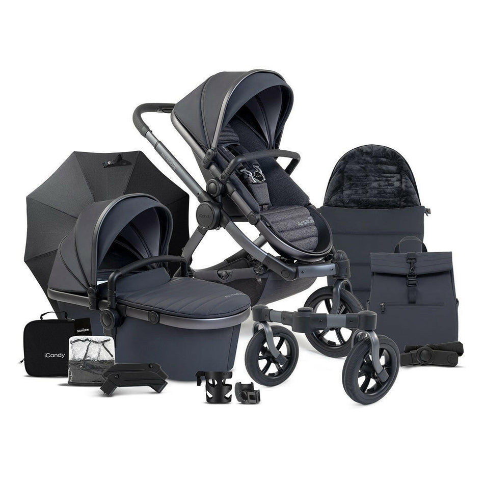 iCandy Peach 7 Pram Pushchair Complete Bundle - All-Terrain Storm