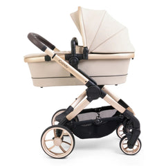iCandy Peach 7 Pram Pushchair Complete Bundle (Biscotti) - showing the chassis and carrycot together as the pram