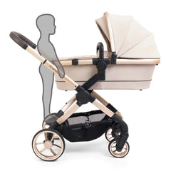iCandy Peach 7 Pram Pushchair Complete Bundle (Biscotti) - showing the pram and its integrated ride-on board