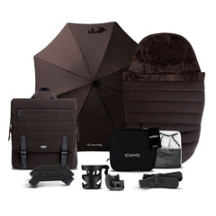 iCandy Peach 7 Accessories - Pecan -  showing the included matching items