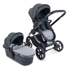 iCandy Peach 7 Pram Pushchair Complete Bundle (Truffle) - showing the carrycot and the pushchair in parent-facing mode