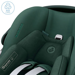 Maxi-Cosi Pebble 360 Pro (Essential Green) - showing the seat`s soft eco-friendly recycled fabric