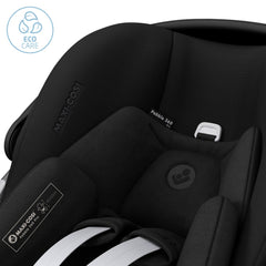 Maxi-Cosi Pebble 360 Pro (Essential Black) - showing the seat`s soft eco-friendly recycled fabric