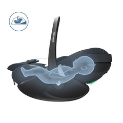 Maxi-Cosi Pebble 360 Pro (Essential Black) - side view, showing the seat in full lie-back position with `infant`
