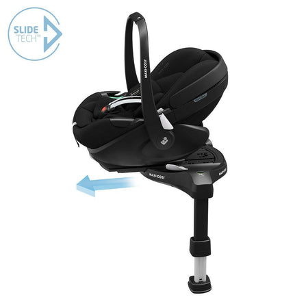 Maxi-Cosi Pebble 360 Pro² & FamilyFix 360 Pro ISOFIX Base - Twillic Black, showing the car seat`s sliding function