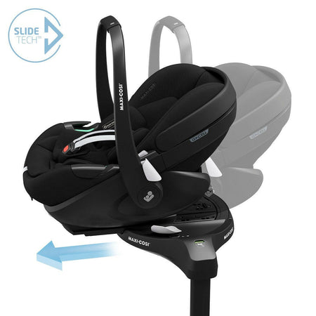Maxi-Cosi Pebble 360 Pro2 Infant Car Seat - Twillic Black - attached to the FamilyFix 360 PRO ISOFIX base