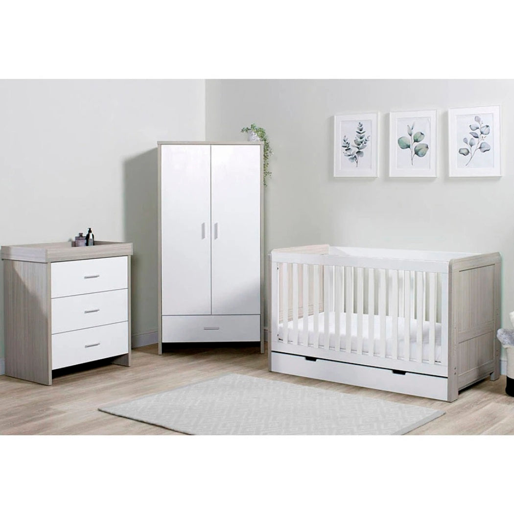 Ickle Bubba Pembrey 3 Piece Nursery Furniture Set - Ash Grey White - lifestyle image
