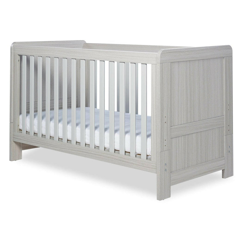 Ickle Bubba Pembrey Cot Bed - Ash Grey - quarter view (mattress not included, available separately)