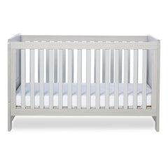 Ickle Bubba Pembrey Cot Bed - Ash Grey - side view, with mattress base at lowest level
