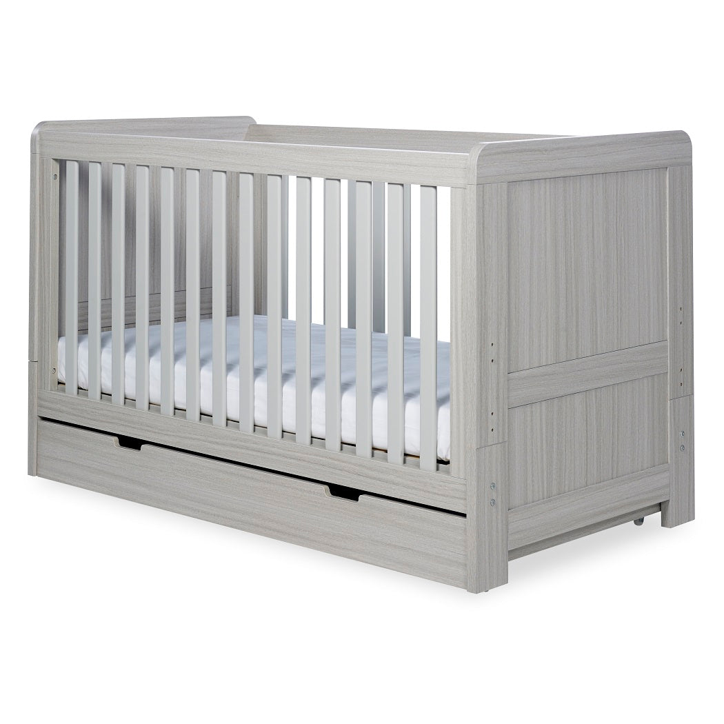 Ickle Bubba Pembrey Cot Bed & Under Drawer - Ash Grey (mattress not included)