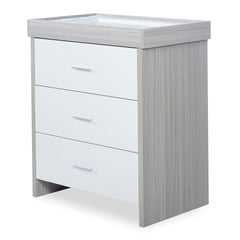 Ickle Bubba Pembrey Changing Unit - Ash Grey & White - quarter view, with changing mat (not included)