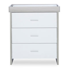 Ickle Bubba Pembrey Changing Unit - Ash Grey & White - front view, with changing mat (not included)