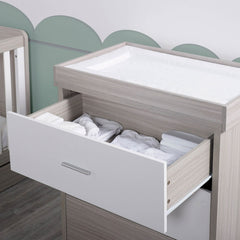 Ickle Bubba Pembrey Changing Unit - Ash Grey & White - lifestyle image (changing mat, clothes and accessories not included)