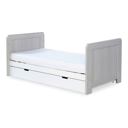 Ickle Bubba Pembrey Cot Bed & Under Drawer - Ash Grey White - converted to toddler bed