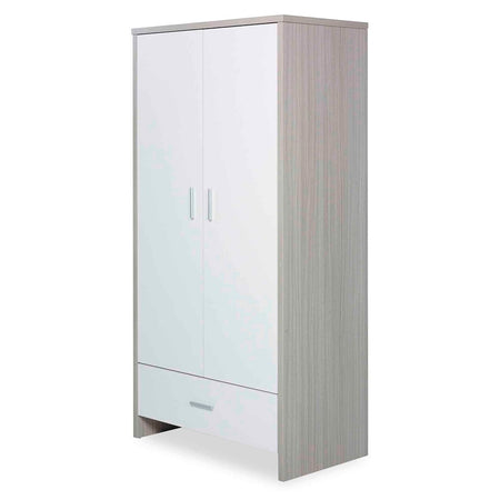 Ickle Bubba Pembrey Wardrobe - Ash Grey White - double wardrobe with drawer