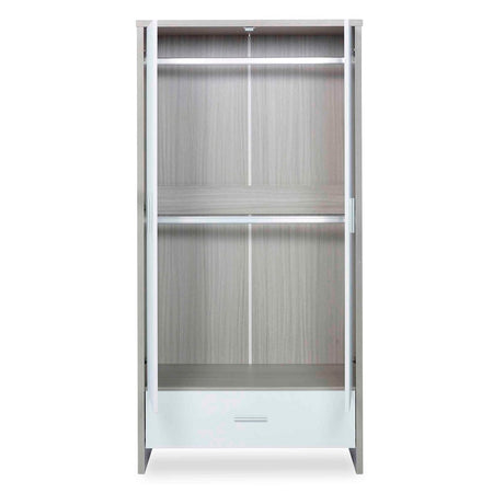 Ickle Bubba Pembrey Wardrobe - Ash Grey White - wardrobe interior with hanging rails