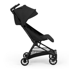 Ickle Bubba Pisces Ultra-Compact Stroller - Black - side view with seat upright