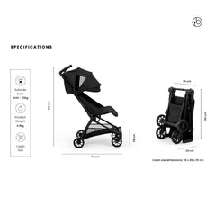 Ickle Bubba Pisces Ultra-Compact Stroller - Black - specifications