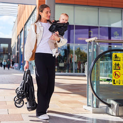 Ickle Bubba Pisces Ultra-Compact Stroller - Black - lifestyle image