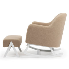 Ickle Bubba Roxby Nursery Chair with Stool - Mocha - side view, rocking