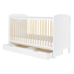 Ickle Bubba Coleby Scandi Classic Cot Bed & Under Drawer - White - front view (mattress not incuded, available separately)