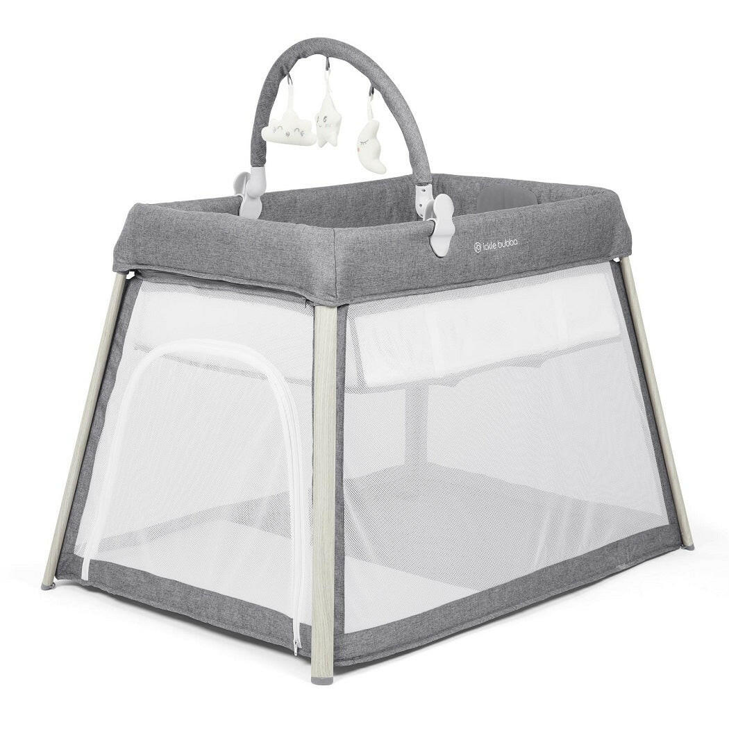 Ickle Bubba Scout Travel Crib, Cot & Playpen - Ash Grey - showing the 3-in-1 crib, cot and playpen option with the toy bar