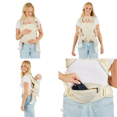 Ickle Bubba Seren Baby Carrier - Stone - three different ways to wear it