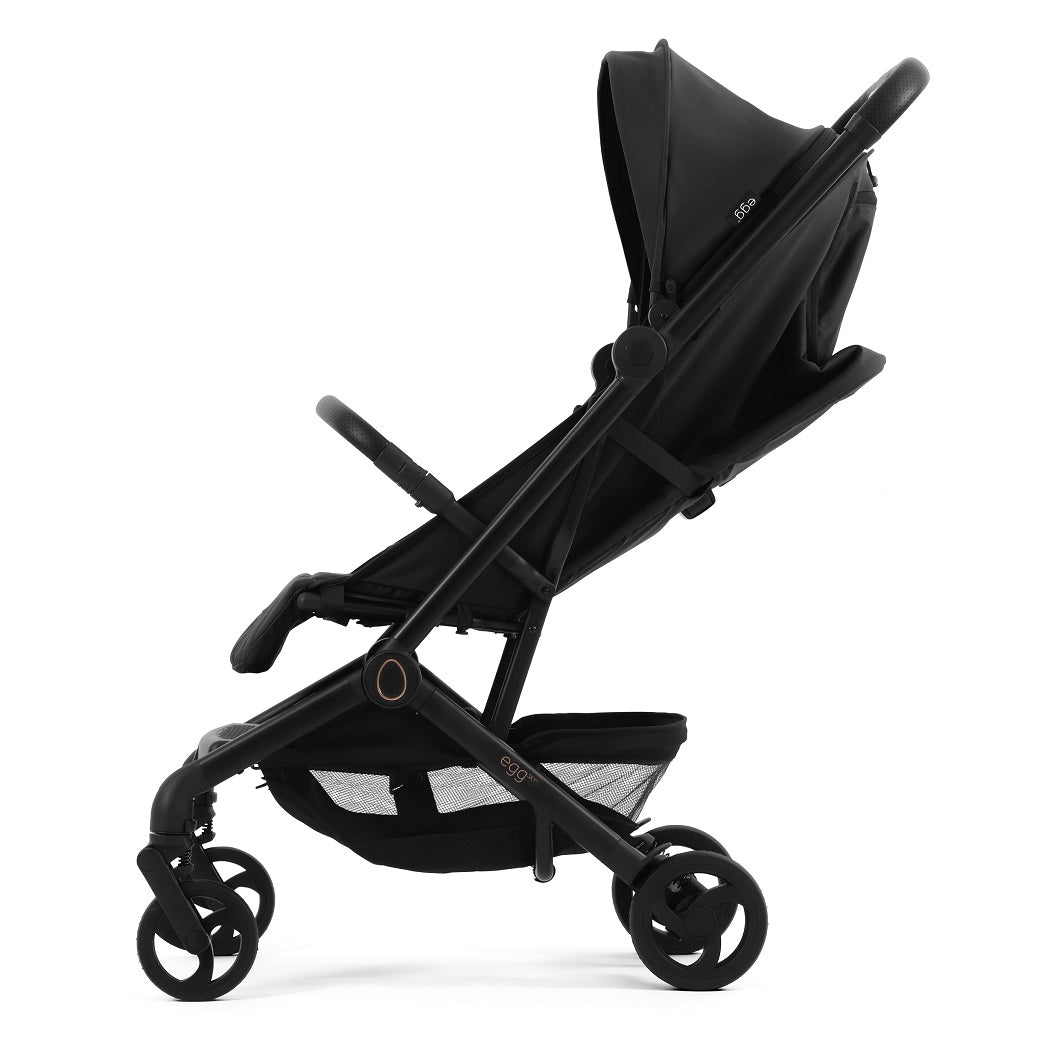 egg Sky Travel Stroller Cabin Approved - Black - side view with seat upright
