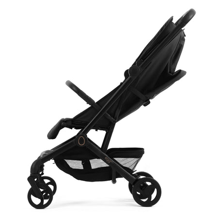egg Sky Travel Stroller Cabin Approved - Black - side view with hood reclined