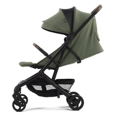 egg Sky Cabin Approved Travel Stroller - Green - side view with seat fully reclined