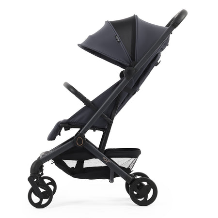 egg Sky Cabin Approved Travel Stroller - Ink - side view with seat reclined