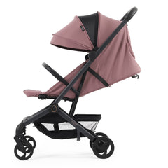 egg Sky Cabin Approved Travel Stroller - Mauve - side view with seat fully reclined