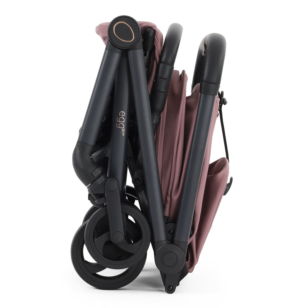 egg Sky Cabin Approved Travel Stroller - Mauve - side view folded