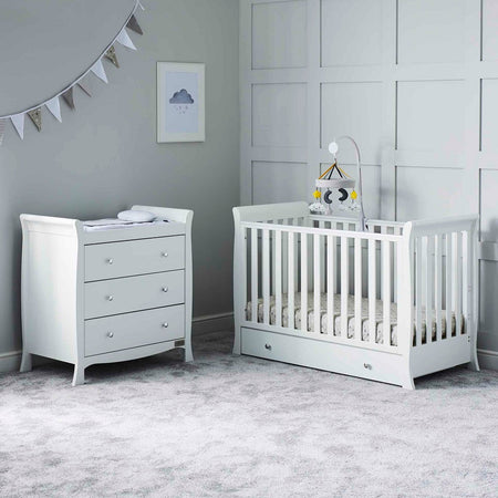 Ickle Bubba Snowdon 4-in-1 Mini 2 Piece Nursery Furniture Set - White - lifestyle image