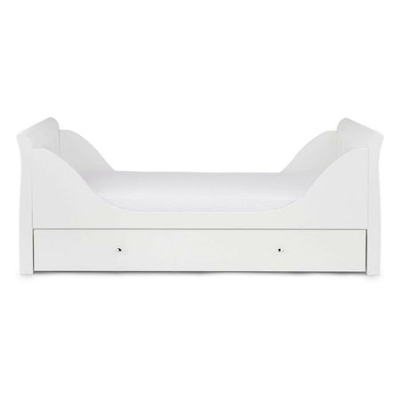 Ickle Bubba Snowdon Classic Cot Bed & Drawer - White - side view, toddler bed