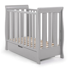 Obaby Stamford Space Saver Cot With SPRUNG Mattress (Warm Grey) - showing the space saver cot