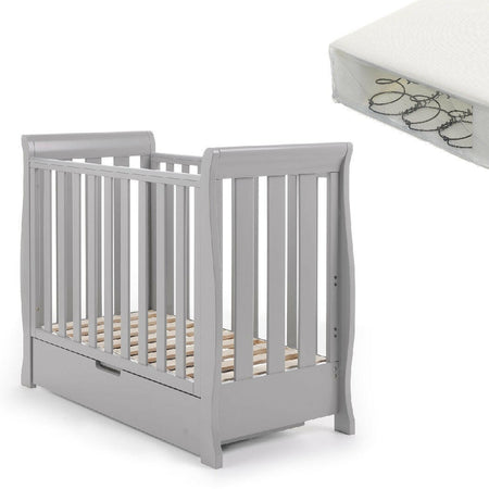 Obaby Stamford Space Saver Cot With SPRUNG Mattress Warm Grey
