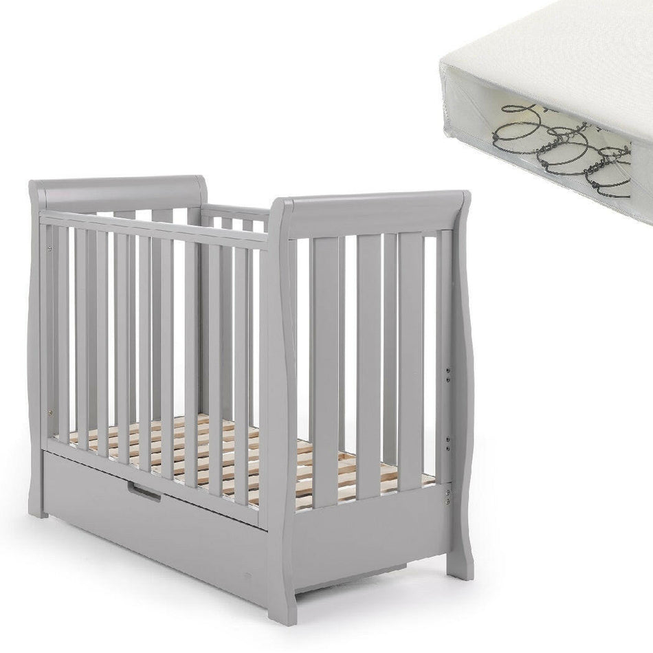 Obaby Stamford Space Saver Cot With SPRUNG Mattress Warm Grey