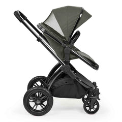Ickle Bubba Stomp Luxe Elements Pushchair - Forest - side view, forward-facing with ventilated hood panel