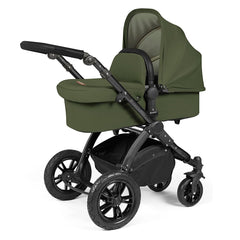 Ickle Bubba Stomp LUXE Pram - Woodland Fabric with Black Chassis and Black Handle