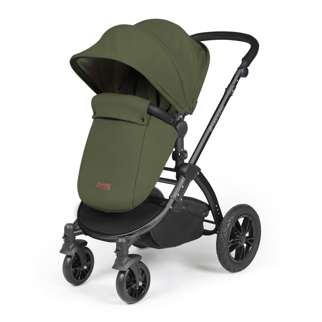 Ickle Bubba Stomp LUXE Pushchair forward-facing with footmuff - Black/Woodland/Black