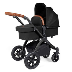 Ickle Bubba Stomp LUXE Pram - Midnight Fabric with Black Chassis and Tan Handle