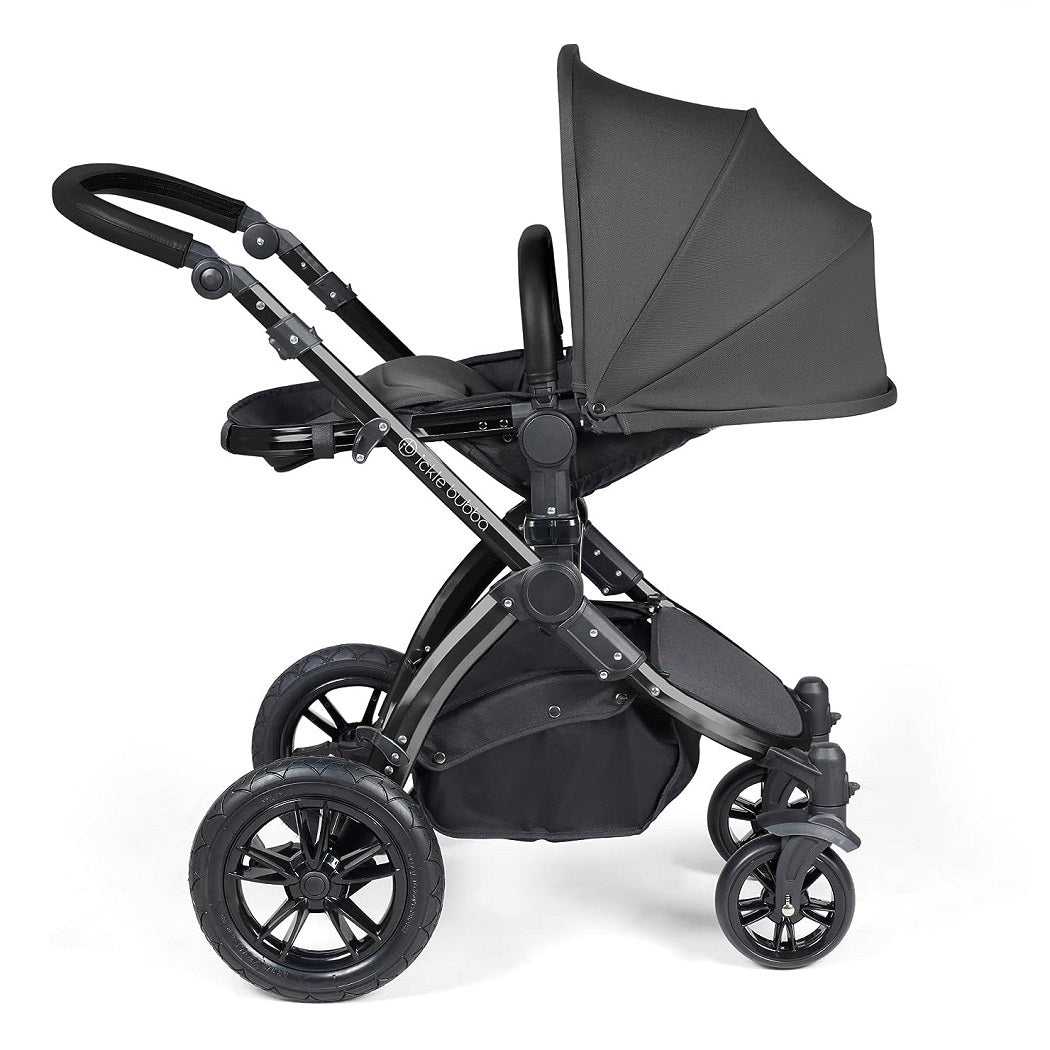 Ickle Bubba Stomp LUXE Pushchair parent facing Black/Charcoal Grey/Black