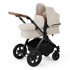 Ickle Bubba Stomp LUXE Pram - Stone Fabric with Black Chassis and Tan Handle