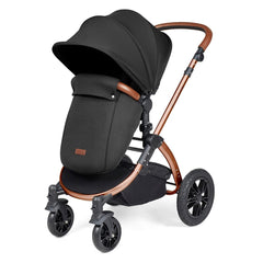 Ickle Bubba Stomp LUXE Travel System - Bronze/Midnight/Tan - showing the pushchair in forward-facing mode with the included footmuff