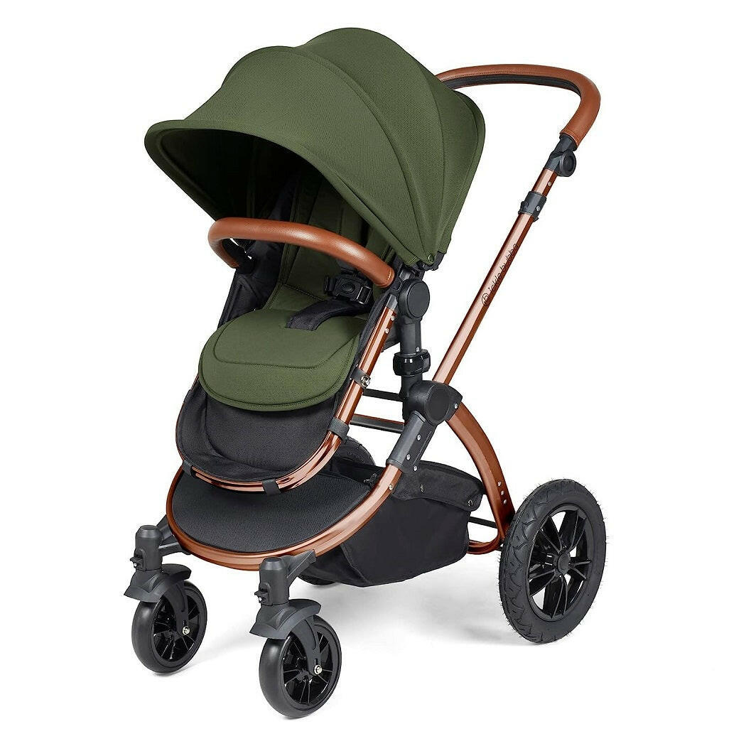 Ickle Bubba Stomp LUXE Travel System - Bronze/Woodland/Tan - showing the pushchair in forward-facing mode