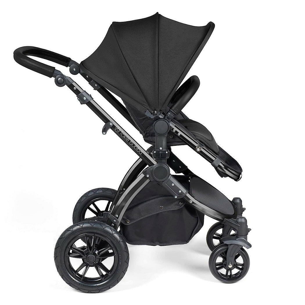 Ickle Bubba Stomp LUXE Pushchair forward-facing, side view- Black/Midnight/Black