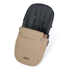 Ickle Bubba Stomp LUXE Travel System with Stratus Car Seat & ISOFIX Base (Black/Desert/Tan) - showing the included matching footmuff