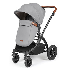 Ickle Bubba Stomp LUXE Travel System - Black/Pearl Grey/Tan - showing the pushchair in forward-facing mode with the included matching footmuff