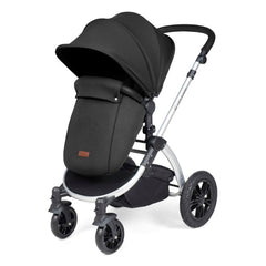 Ickle Bubba Stomp LUXE Travel System - Silver/Midnight/Black - showing the pushchair in forward-facing mode with the included footmuff